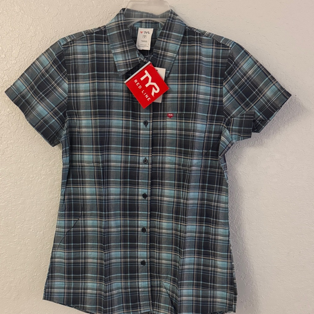 TYR Men's Blue Plaid Shirt